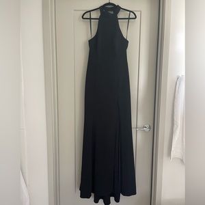 BHLDN Black High Neck Open Back Bridesmaid Dress Size 10